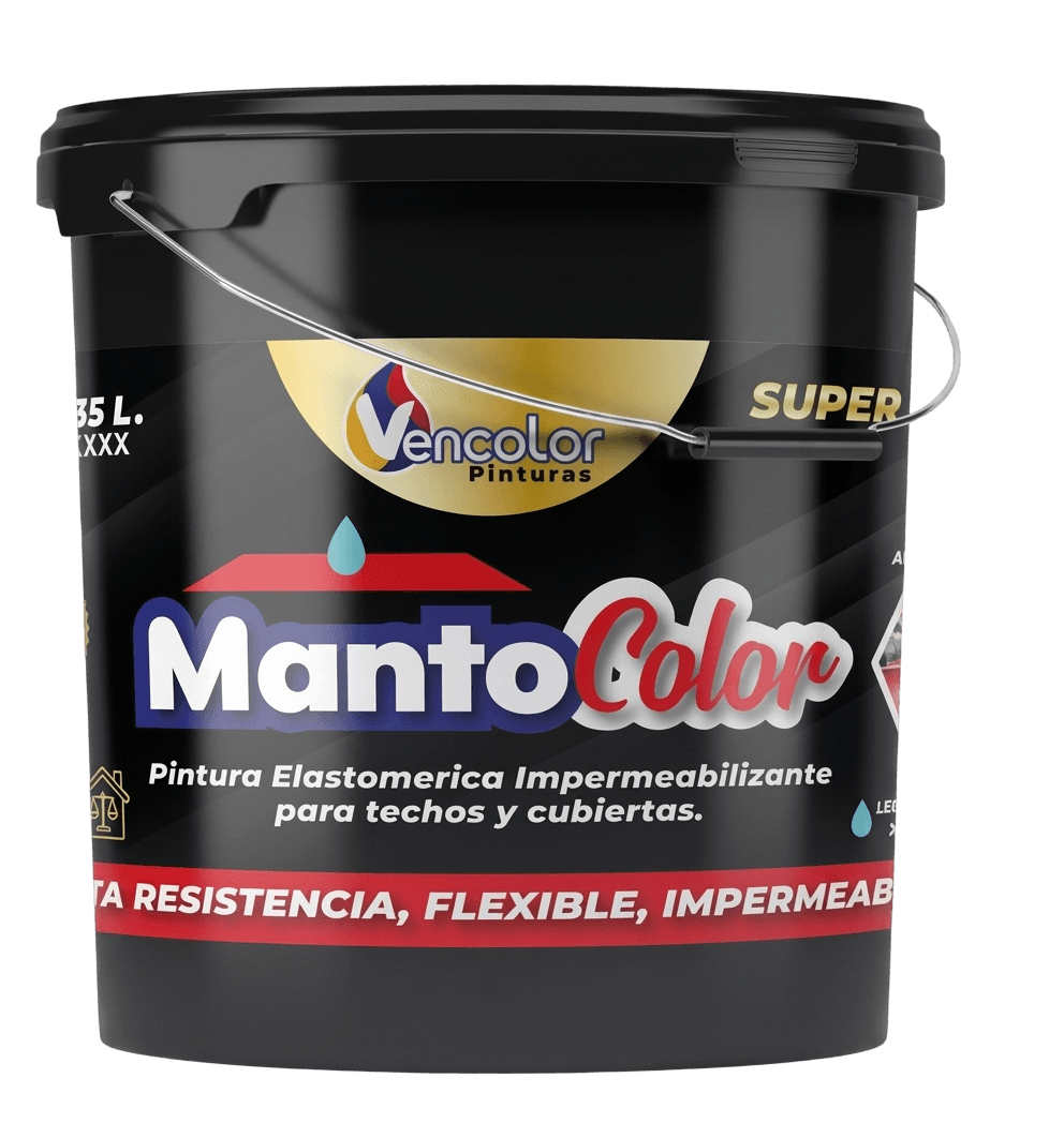 Pote de Mantocolor de Vencolor Pinturas, pintura elastomérica impermeabilizante para techos y cubiertas