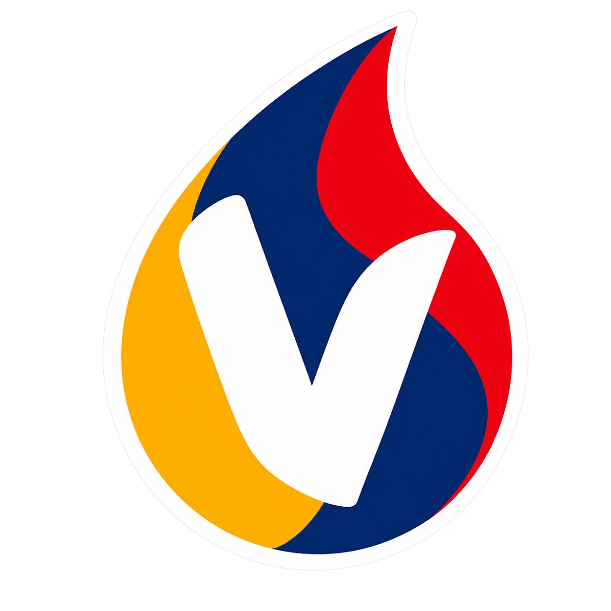 Logo de Vencolor Pinturas: gota de pintura con los colores de la bandera de Venezuela