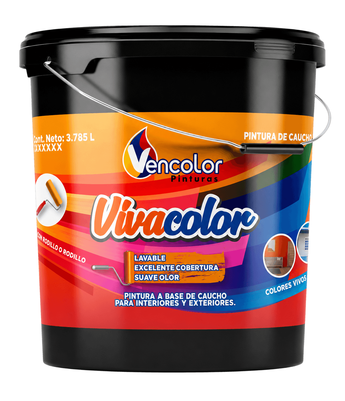 Pote de Vivacolor, pintura de caucho Clase B de Vencolor Pinturas